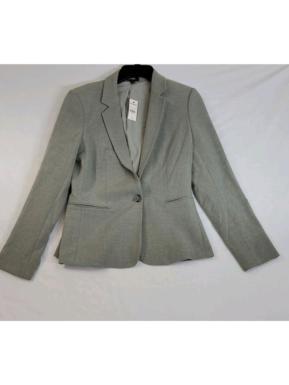 NWT Express Women's Blazer Stretch One Button Padded Shoulder Sz 6 Gray $108